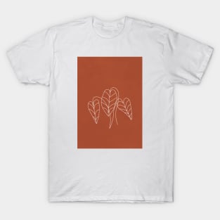 Boho, Terracotta, Line Art, Botanical T-Shirt